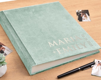 Libro de firmas de boda de terciopelo, álbum de fotos personalizado, película instantánea