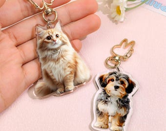 Custom Cat Keychain, Custom Photo Keychain, Pet Keychain, Family Photo Keychain, Acrylic Dog Keychain, Personalized Gift for Pet Lover