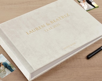 Libro de firmas alternativo de terciopelo para bodas, álbum de fotos personalizado