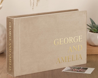 Personalized Velvet Wedding Guest Book Alternative, Instax Photo Album
