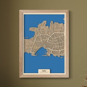 Gespleten houten kaart | drevko CITY houten kaart | 3D-kaart gesplitst | Gespleten decoratie | Houten kaart gesplitst | Verjaardag Verjaardagscadeau