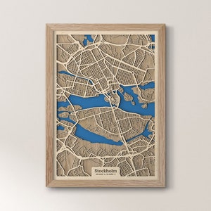 Landkarte Stockholm | drevko CITY Landkarte | 3D-Karte Stockholm | Stockholm Dekoration | Landkarte Stockholm | Jubiläum Geburtstagsgeschenk