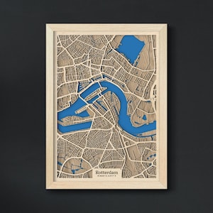 Houten kaart Rotterdam | drevko CITY houten kaart | Houten Kaart Rotterdam | Rotterdamse decoratie | Houten kaart Rotterdam | Verjaardag Verjaardagscadeau