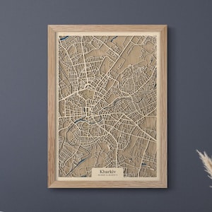 Charkiw Landkarte | drevko CITY Landkarte | 3D-Karte Charkiw | Kharkiv Dekoration | Holz Landkarte Kharkiv | Jubiläum Geburtstagsgeschenk