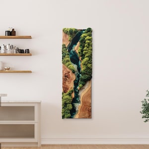 Natur Moos Wandkunst | Grüner botanischer Fluss Druck | UV gedrucktes Holz hängend