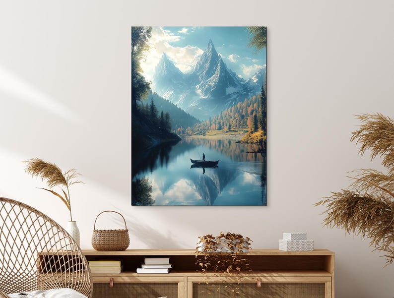 Autumn Peace Lake Wall Art | Mountain Landscape Print | Autumn Forest ...