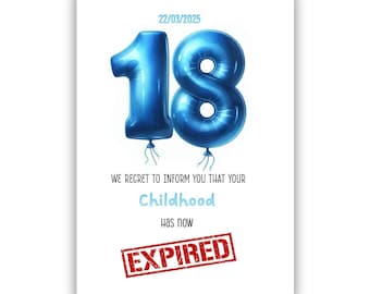Personalised 18th birthday card for boy. Eighteenth birthday card for son, grandson, nephew, brother, godson, birthday boy, cousin
