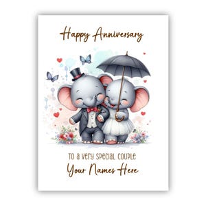 Biglietto di anniversario personalizzato. Anniversario di matrimonio. Buon anniversario a entrambi, a marito, moglie, coniuge, fidanzato, fidanzata