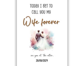 Personalised Wife to be card. Wedding Day Card for Bride. Wedding Card. On Our Wedding Day Card. Happy Wedding Day. Wedding Day Gift.