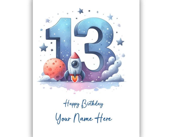 Biglietto Di Auguri Personalizzato Per 13&deg; Compleanno Ragazzo | Per Figlio, Nipote, Fratello, Nipote, Con Nome