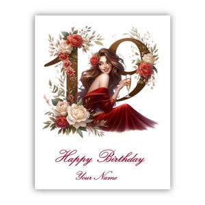 Carte personnalisée du 19e anniversaire. Carte du dix-neuvième anniversaire. Joyeux 19 ans pour elle, sa petite amie, sa sœur, sa fille, sa petite-fille, sa nièce