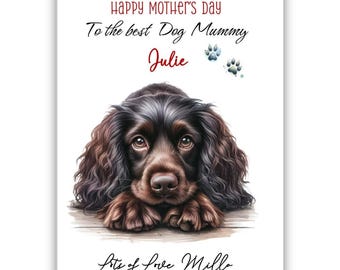 Personalised Boykin Spaniel Dog Mother's Day Card. Dog Lovers Mother's Day Card. Mother's Day card from dog. To the best dog mum card.