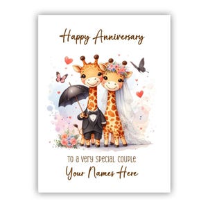 Biglietto di anniversario personalizzato. Anniversario di matrimonio. Buon anniversario a entrambi, a marito, moglie, coniuge, fidanzato, fidanzata