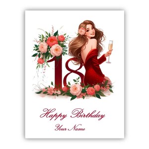 Gepersonaliseerde 18e verjaardagskaart. Achttiende verjaardagskaart. Gefeliciteerd met je 18e verjaardag voor haar, vriendin, zus, dochter, kleindochter en nichtje