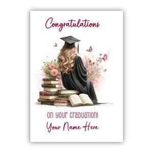 Carte de remise des diplômes personnalisée. Carte de voeux de remise des diplômes. Carte graduée. Carte de fin d'études pour fille.