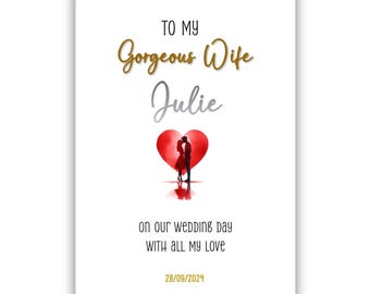 Personalised Wife to be card. Wedding Day Card for Bride. Wedding Card. On Our Wedding Day Card. Happy Wedding Day. Wedding Day Gift.