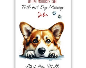 Personalisierte Corgis Jack Russel Terrier Muttertagskarte. Hundeliebhaber.  Muttertagskarte vom Hund. Zur besten Hundemama Karte.