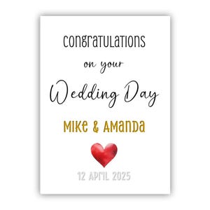 Personalised Wedding Day Card. Congratulations on your wedding Card. Wedding Card. On Your Wedding Day Card. Happy Wedding Day.