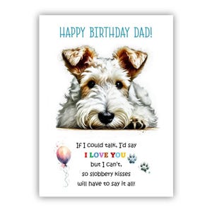 Biglietto di auguri di compleanno del cane. Biglietto di auguri di compleanno per il cane Welsh Terrier per papà, papà, padre. Con opzione messaggio all'interno.