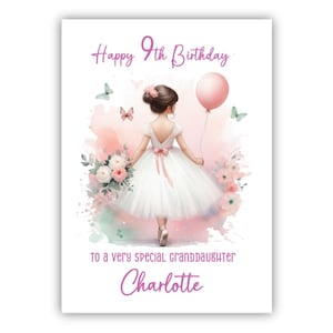 Personalised birthday card for girl. Any age Birthday card. Birthday card for Daughter, Granddaughter, Niece, Sister, Cousin. Ballerina Card