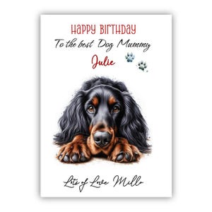 Carte d'anniversaire personnalisée du chien. Carte d'anniversaire Setter Gordon pour maman, maman, maman. Carte d'anniversaire pour amoureux des chiens. À la meilleure des mamans