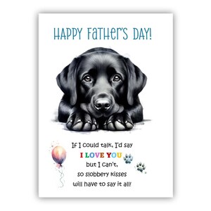 Tarjeta del Día del Padre con un Labrador Negro. Tarjeta del Día del Padre de un perro. Feliz Día del Padre para papá, papi, papá. Labrador blanco. Labrador amarillo.