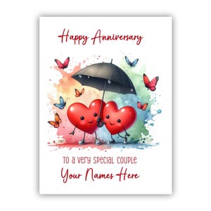 Carte d'anniversaire personnalisée. Anniversaire de mariage. Joyeux anniversaire à vous deux, mari, femme, conjoint, fiancée, petit ami, petite amie