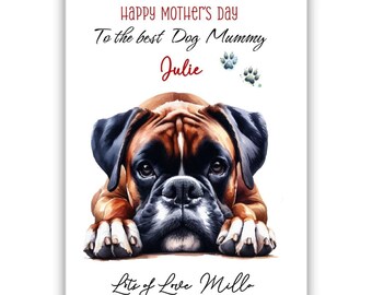 Personalisierte Boxer Hund Muttertagskarte. Hunde-Liebhaber Muttertagskarte. Muttertagskarte vom Hund. Zur besten Hundemama Karte.