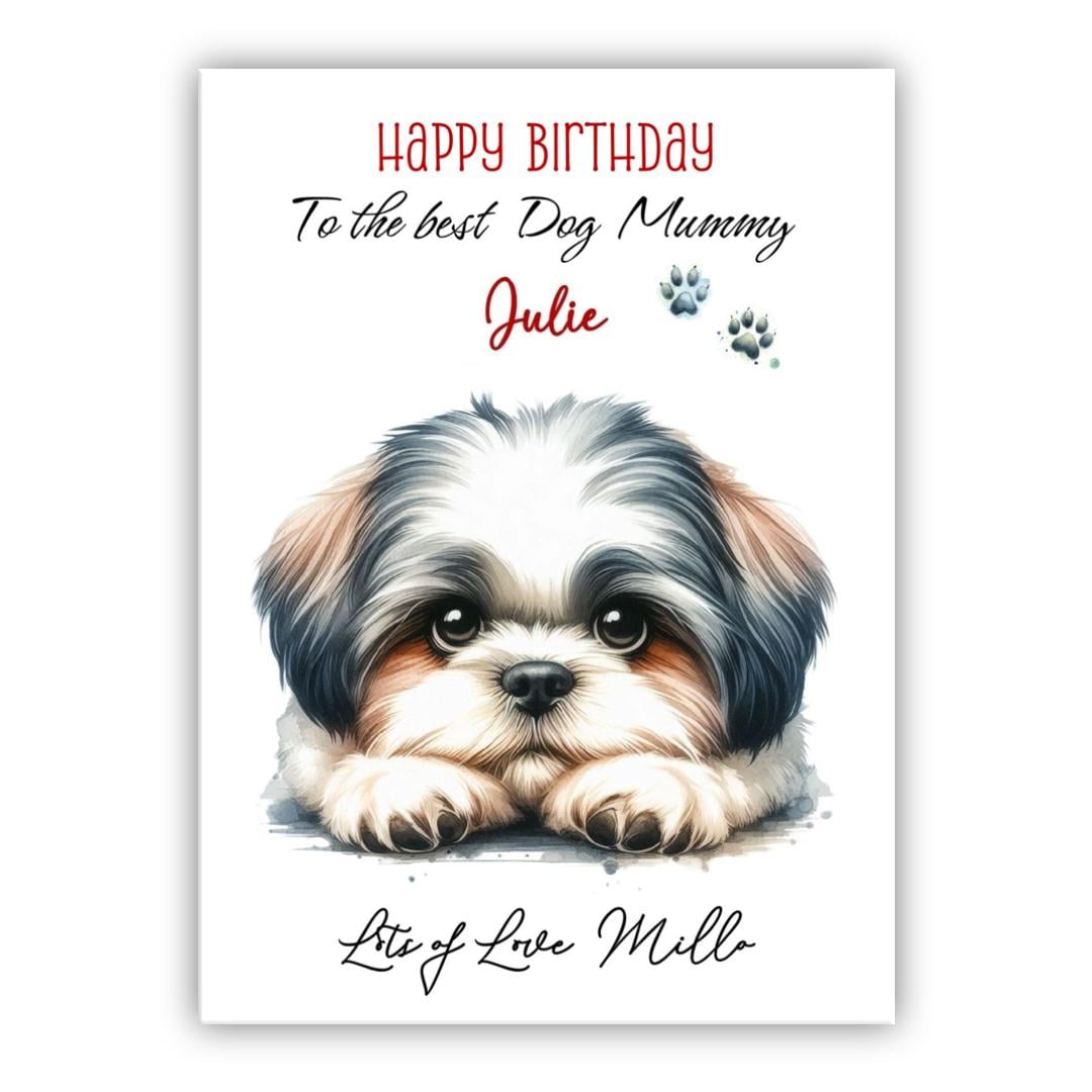 Personalised Birthday Card From the Dog. Shih Tzu Birthday Card to Mum ...