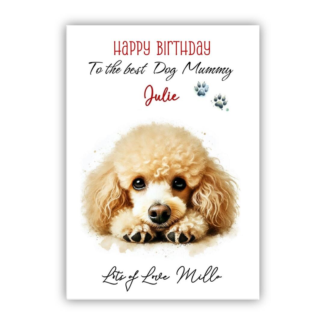Personalised Birthday Card From the Dog. Poodle Dog Birthday Card to ...