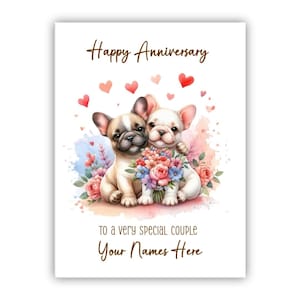 Biglietto di anniversario personalizzato. Anniversario di matrimonio. Buon anniversario a entrambi, a marito, moglie, coniuge, fidanzato, fidanzata