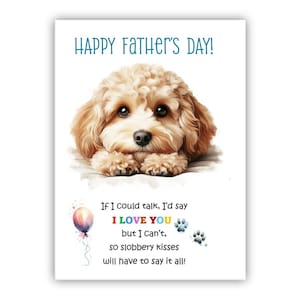Tarjeta del Día del Padre para un Cavapoo. Tarjeta del Día del Padre hecha por un perro. Feliz Día del Padre para papá, papi, papá. Con opción de mensaje.