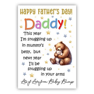 Biglietto d'auguri per la festa del papà per il futuro papà. Biglietto d'auguri per la festa del papà da un neo-papà con il pancione.