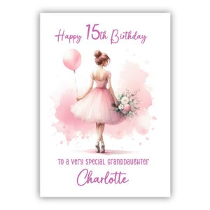 Personalised birthday card for girl. Any age Birthday card. Birthday card for Daughter, Granddaughter, Niece, Sister, Cousin. Ballerina Card