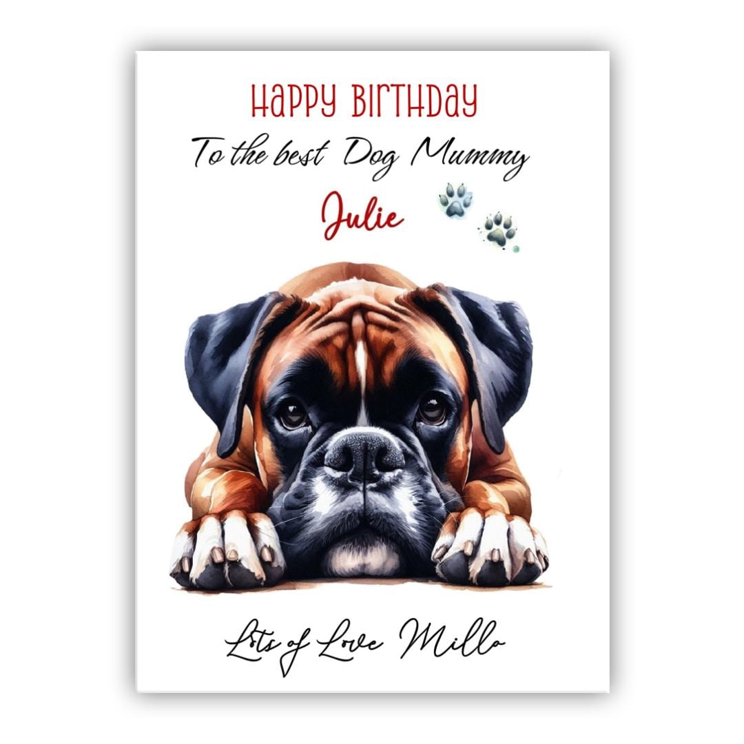 Personalised Birthday Card From the Dog. Boxer Dog Birthday Card to Mum ...