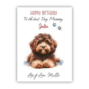 Carte d'anniversaire personnalisée du chien. Carte d'anniversaire Cavapoo pour maman, maman, maman. Carte d'anniversaire pour amoureux des chiens. Carte Vers la meilleure maman pour chien