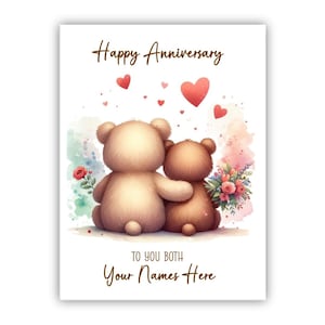 Carte d'anniversaire personnalisée. Anniversaire de mariage. Joyeux anniversaire à vous deux, mari, femme, conjoint, fiancée, petit ami, petite amie