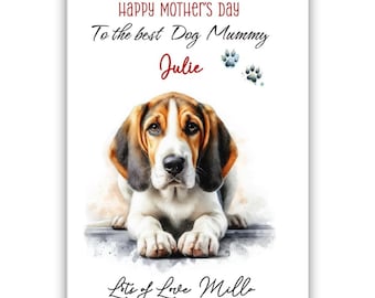 Personalisierte englische Foxhound Muttertagskarte. Hunde-Liebhaber Muttertagskarte. Muttertagskarte vom Hund. Zur besten Hundemama Karte.