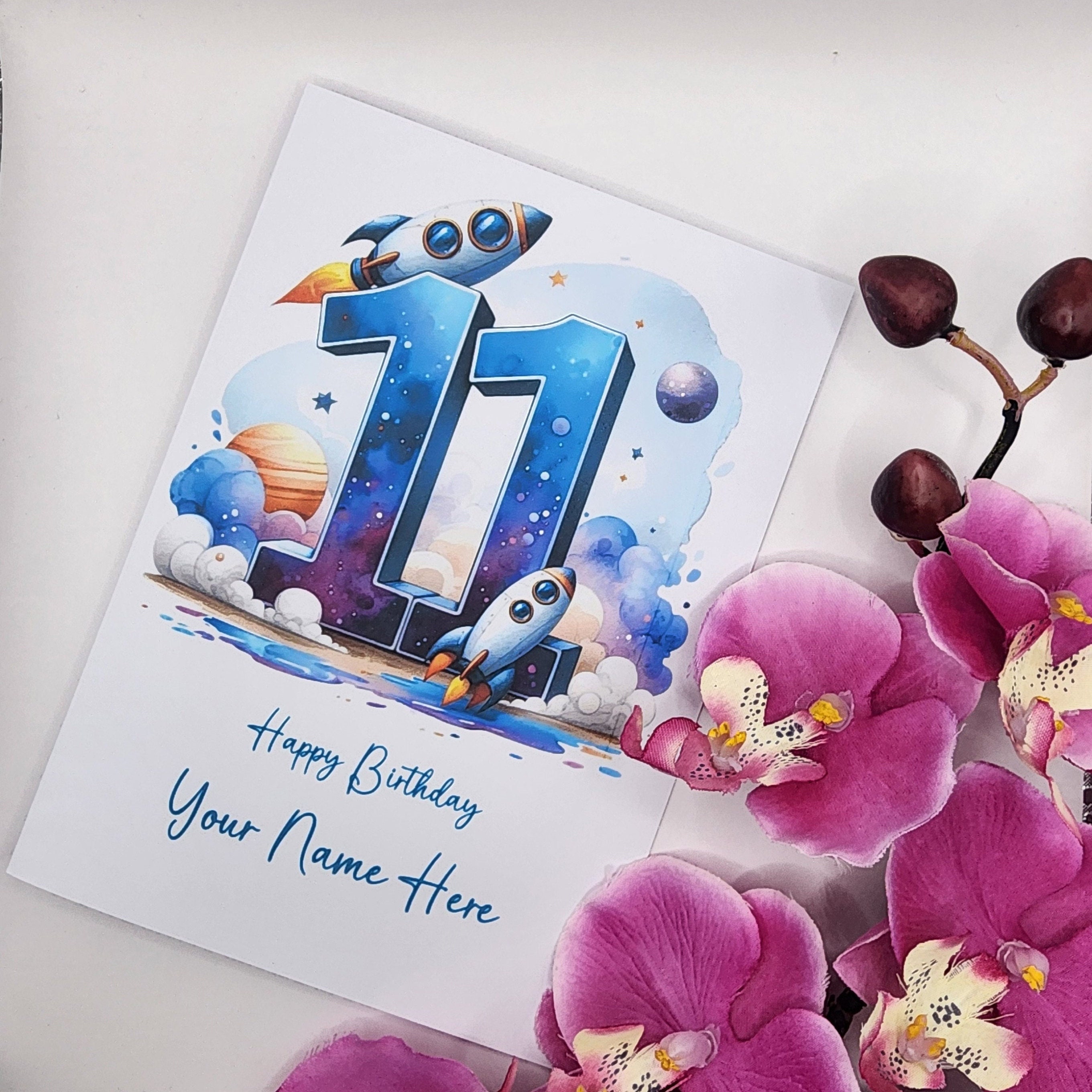 Carte D'anniversaire 11 Ans Pour Garçon - Format 15,5x15,5 Cm, Intérieur Vierge, Enveloppe Incluse