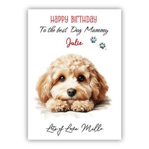 Carte d'anniversaire personnalisée du chien. Carte d'anniversaire Cavapoo pour maman, maman, maman. Carte d'anniversaire pour amoureux des chiens. Carte Vers la meilleure maman pour chien