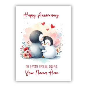 Biglietto di anniversario personalizzato. Anniversario di matrimonio. Buon anniversario a entrambi, a marito, moglie, coniuge, fidanzato, fidanzata