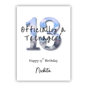 Personalisierte Teenager Karte. Ganz offiziell ein Teenager. Karte zum 13. Geburtstag für Junge, Mädchen.
