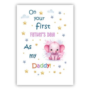 Première carte de fête des pères en tant que papa. Papa Fête des pères de bébé fille, fils, fille, garçon. Nouvelle carte de pères de papa.