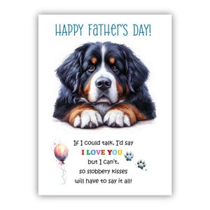 Berner Sennenhund Vatertagskarte. Vatertagskarte vom Hund. Alles Gute zum Vatertag für Papa, Daddy, Father. Mit Nachricht innerhalb der Option.