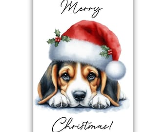 Beagle Christmas Card. From the Dog to Owner, Mum, Dad, Groomer. Dog Lovers Gift. With message inside option. Can be personalised