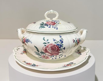 Vintage Villeroy & Boch Alt Strassburg Soup Tureen Set | Floral Earthenware Serving Dish