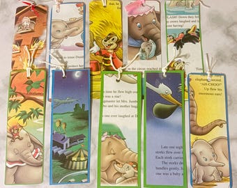 Segnalibri per bambini realizzati con pagine di libri riciclati, Disney, laminati, un regalo unico per gli amanti della lettura.