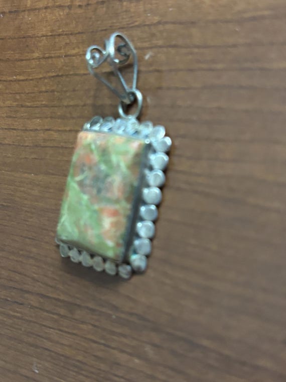 Pendant .925 Sterling Silver Rectangular Cut Unak… - image 2