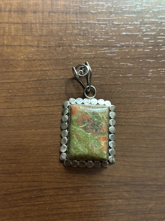 Pendant .925 Sterling Silver Rectangular Cut Unak… - image 1