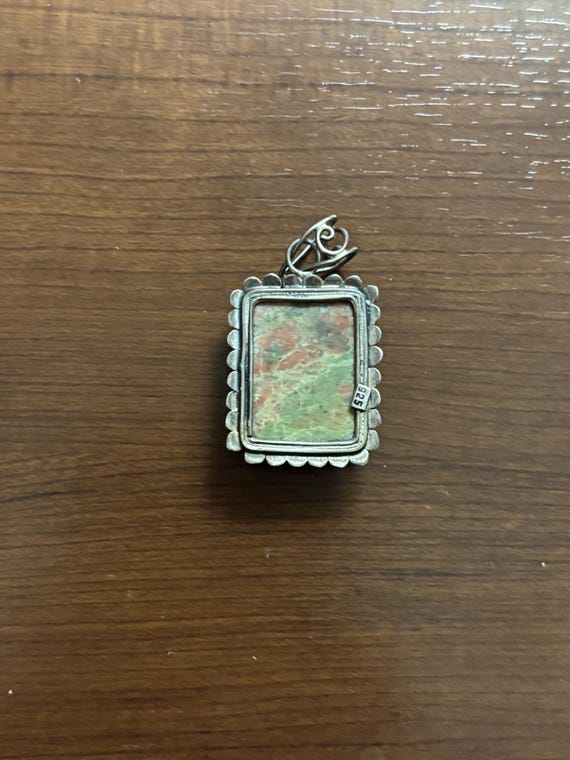 Pendant .925 Sterling Silver Rectangular Cut Unak… - image 3